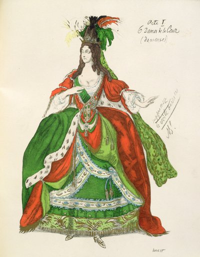 Costume for a Female Courtier and Dancer, from Sleeping Beauty, 1921 by Leon Bakst